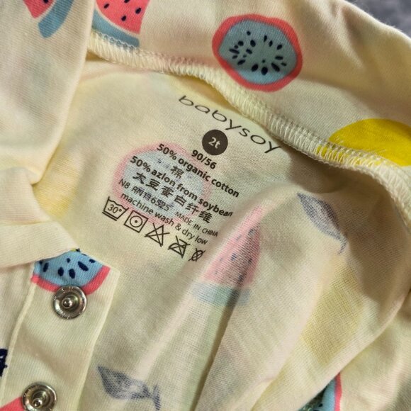 Babysoy Organic Fruit Print Polo Tee Toddler Size 2T NWT Summer Shirt - Picture 2 of 3